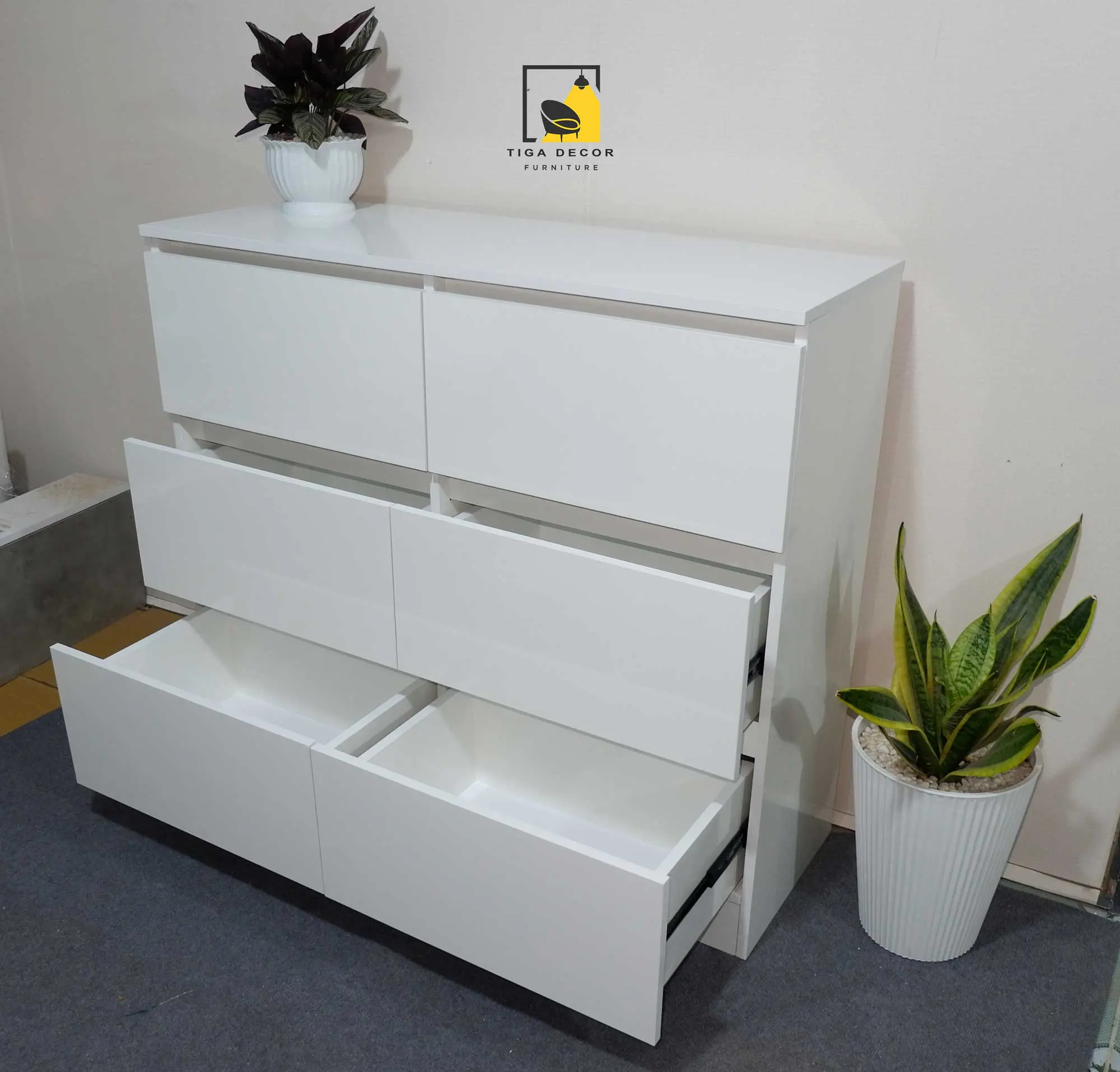 Tủ ngăn kéo 6 ngăn MDF tại xưởng Tigadecor