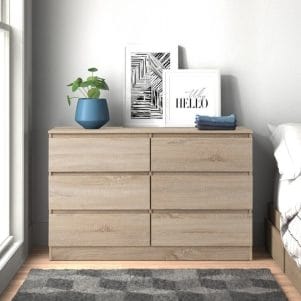 Tủ ngăn kéo 6 hộc màu vàng sồi trong phòng ngủ – TIGA0002