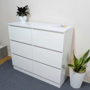 Tủ ngăn kéo 6 hộc màu trắng nhìn nghiêng – TIGA0002