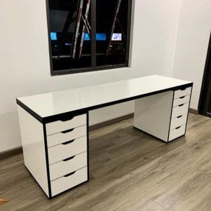 Bàn ikea cao cấp gỗ mdf dày 35li | Bàn ikea 2 tủ | Bàn ikea 1 tủ - Ảnh 6