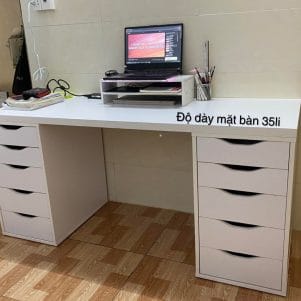 Bàn ikea cao cấp gỗ mdf dày 35li | Bàn ikea 2 tủ | Bàn ikea 1 tủ - Ảnh 3