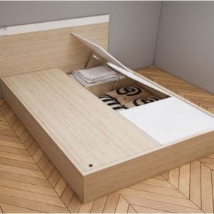 Giường ngủ gỗ MDF 3 cánh lật đựng đồ - Tiga0081 - Ảnh 3