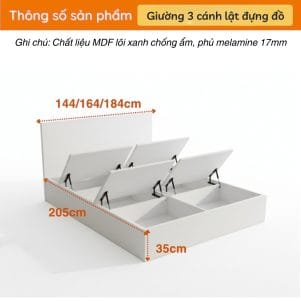 Giường ngủ gỗ MDF 3 cánh lật đựng đồ - Tiga0081 - Ảnh 6