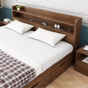 Giường ngủ gỗ MDF 3 ngăn kéo + kệ đầu giường thông minh - Tiga0085 - Ảnh 3