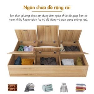 Giường ngủ gỗ MDF kết hợp đôn ngồi nhiều ngăn - Tiga0088 - Ảnh 4