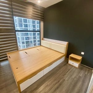 Giường ngủ gỗ MDF nhiều ngăn đựng đồ + đệm đầu giường - Tiga0086 - Ảnh 4
