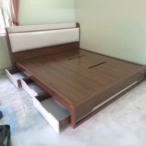 Giường ngủ gỗ MDF nhiều ngăn đựng đồ + đệm đầu giường - Tiga0086 - Ảnh 5