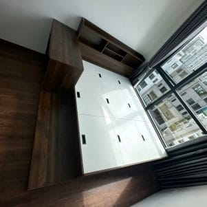 Giường ngủ gỗ nhiều ngăn kết hợp bàn học + kệ đầu giường - Tiga0089 - Ảnh 4