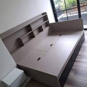 Giường ngủ gỗ nhiều ngăn kết hợp kệ đa năng - Tiga0091 - Ảnh 4