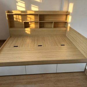 Giường ngủ gỗ nhiều ngăn kết hợp kệ đa năng - Tiga0091 - Ảnh 5