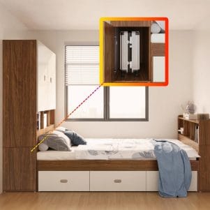 Giường ngủ gỗ nhiều ngăn kết hợp tủ và kệ - Tiga0092 - Ảnh 4