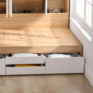 Giường ngủ gỗ nhiều ngăn liền tủ dài - Tiga0094 - Ảnh 4