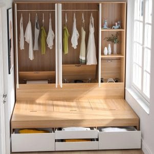 Giường ngủ gỗ nhiều ngăn liền tủ dài - Tiga0094 - Ảnh 5
