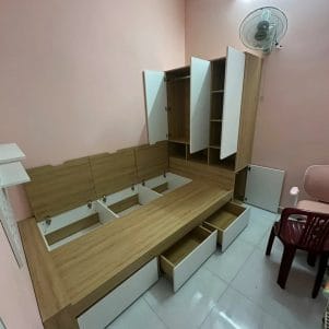 Giường ngủ gỗ nhiều ngăn liền tủ hiện đại - Tiga0093 - Ảnh 5