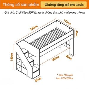 Giường tầng trẻ em đa công năng Louis - Tiga0096 - Ảnh 6