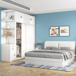 Tủ quần áo cửa lùa kết hợp kệ đơn giản Hachini - Tiga0111 - Ảnh 3