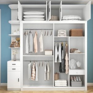 Tủ quần áo cửa lùa kết hợp kệ đơn giản Hachini - Tiga0111 - Ảnh 4