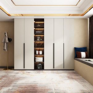 Tủ quần áo gỗ mdf thiết kế tay nắm âm Zenfa - Tiga0118