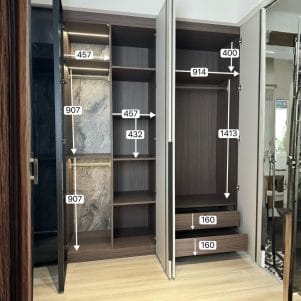 Tủ quần áo thiết kế L đa năng kết hợp bàn làm việc Minyugi - Tiga0121 - Ảnh 5