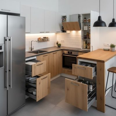 cách bố trí các ngăn tủ bếp