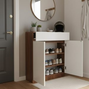 Tủ giày nhỏ gọn cánh mở 3 ngăn kèm ngăn kéo tiện lợi - Tiga0160