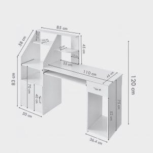 Bàn Làm Việc Hiện Đại Tích Hợp Ngăn Bàn Phím & Hộc Tủ Fapida– Tiga0186 - Ảnh 6