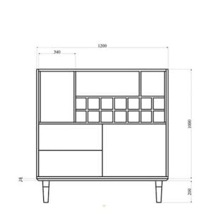 Tủ gỗ để rượu có chân Madora 120cm – TIGA0207 - Ảnh 5