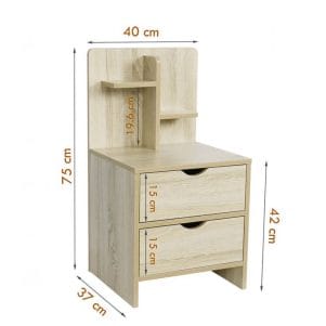 Kích thước tủ đầu giường Jatika TIGA0213: dài 40 cm, rộng 37 cm, cao 75 cm