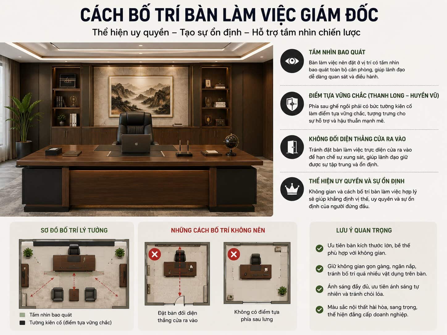 cách bố trí bàn làm việc giám đốc