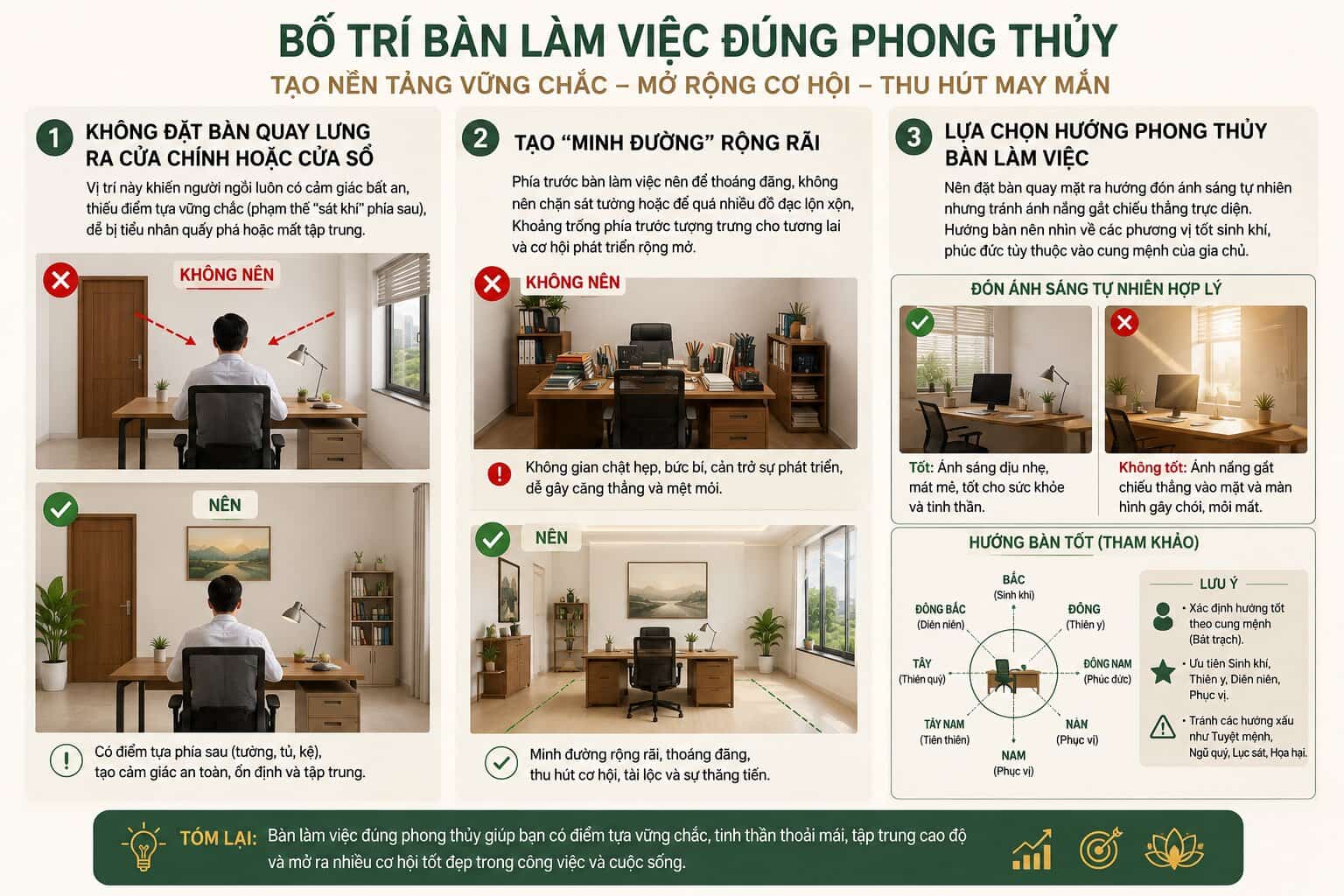 sắp xếp bàn làm việc hợp phong thủy