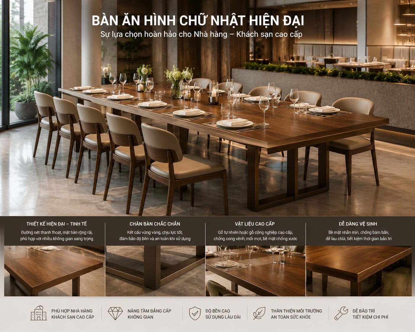 bàn ăn hình chữ nhật