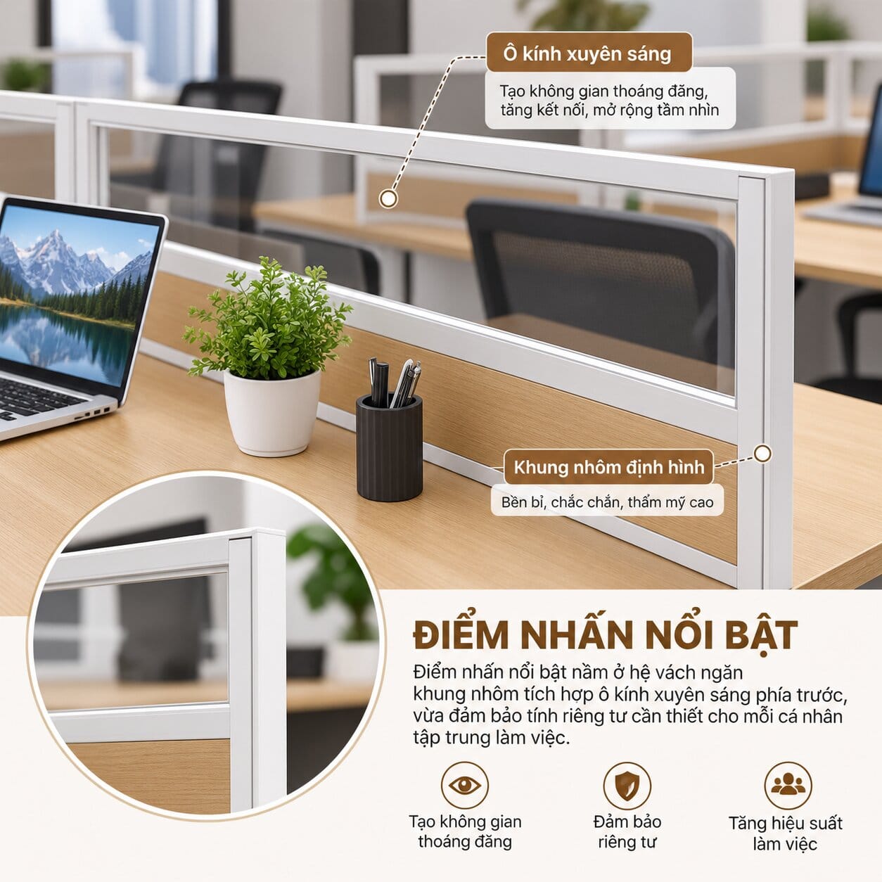 bàn làm việc có vách ngăn