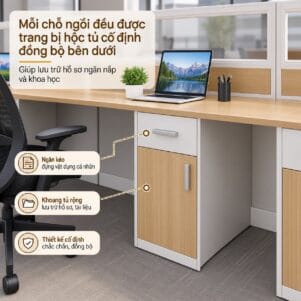 Cụm Bàn Làm Việc 3 Người Jonida - Tiga0269 - Ảnh 5