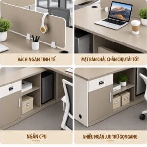 Cụm Bàn Làm Việc 3 Người Lamein - Tiga0270 - Ảnh 4