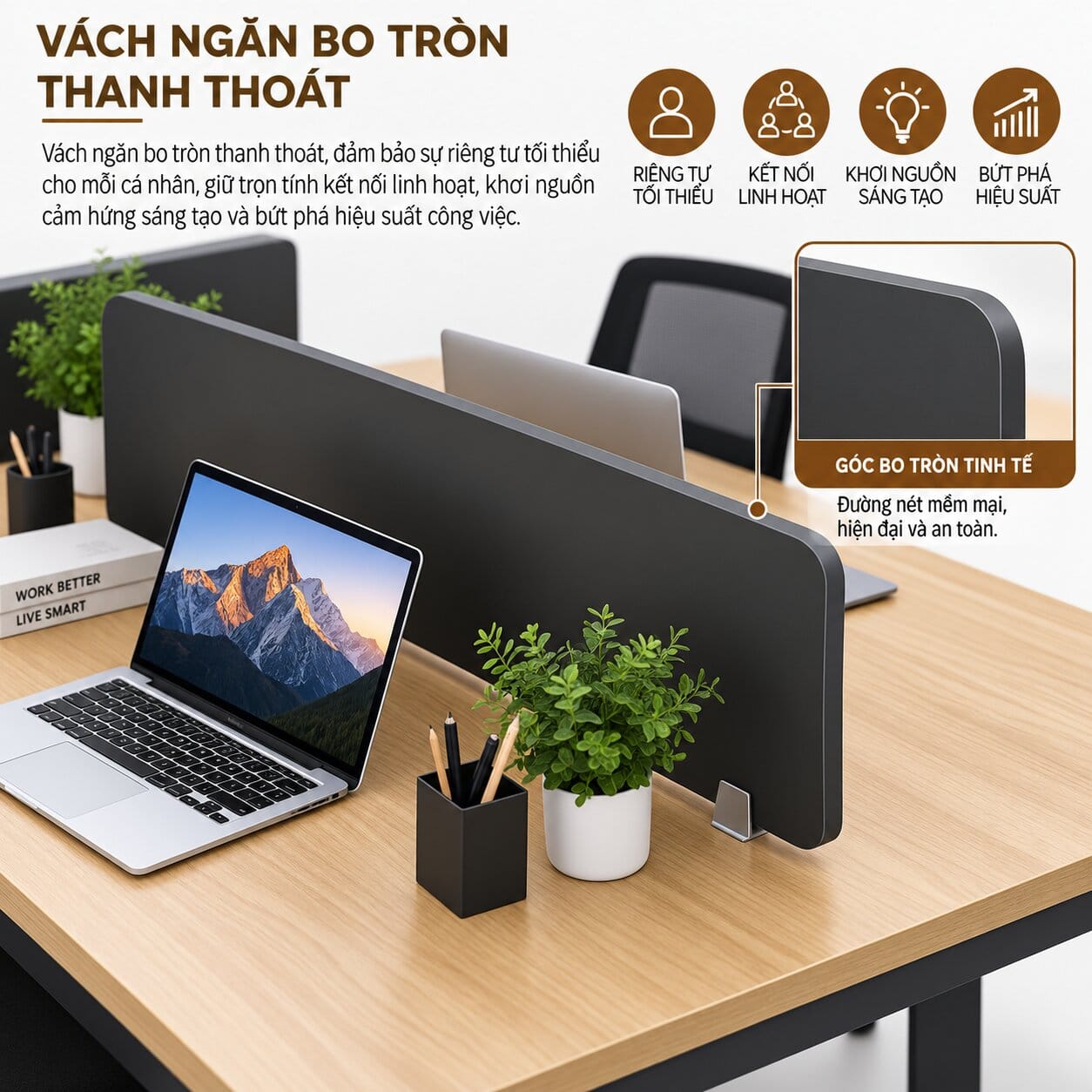 bàn làm việc có vách ngăn