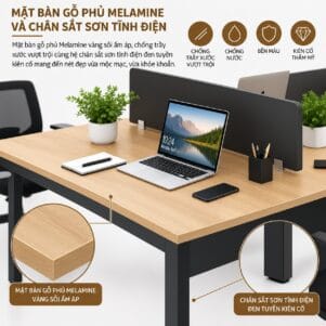 Cụm Bàn Làm Việc 4 Người Mykado - Tiga0272 - Ảnh 5
