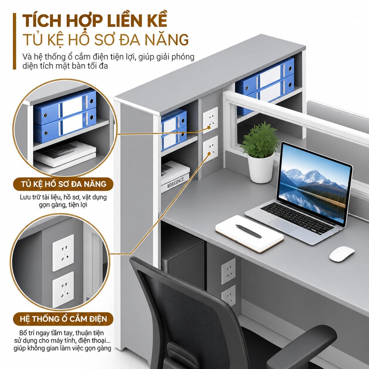 bàn làm việc có kệ