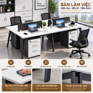 Cụm Bàn Làm Việc 4 Người Ritana - Tiga0273 - Ảnh 10