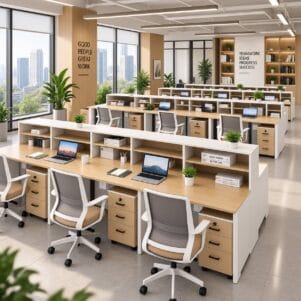 Cụm Bàn Làm Việc 4 Người Wanabi - Tiga0274 - Ảnh 7