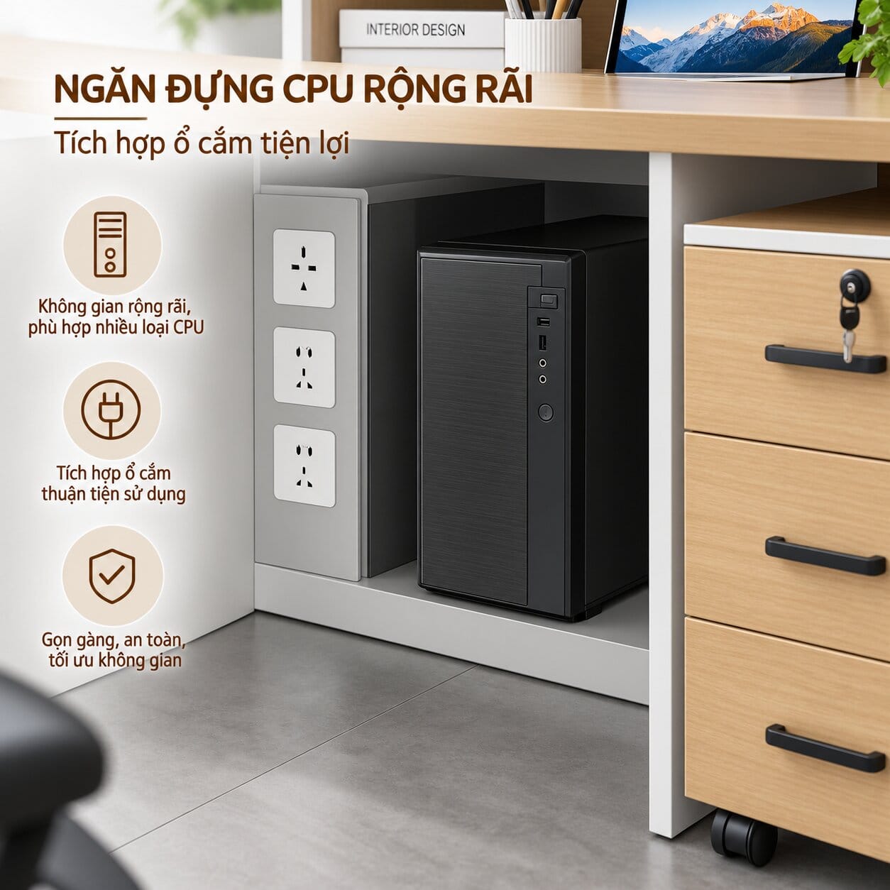 Cụm Bàn Làm Việc 4 Người Wanabi - Tiga0274 - Ảnh 4