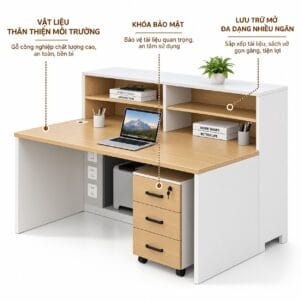 Cụm Bàn Làm Việc 4 Người Wanabi - Tiga0274 - Ảnh 6