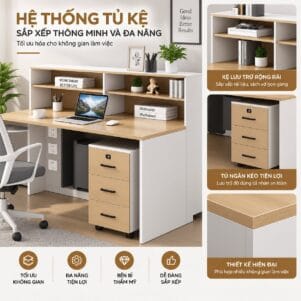 Cụm Bàn Làm Việc 4 Người Wanabi - Tiga0274 - Ảnh 3