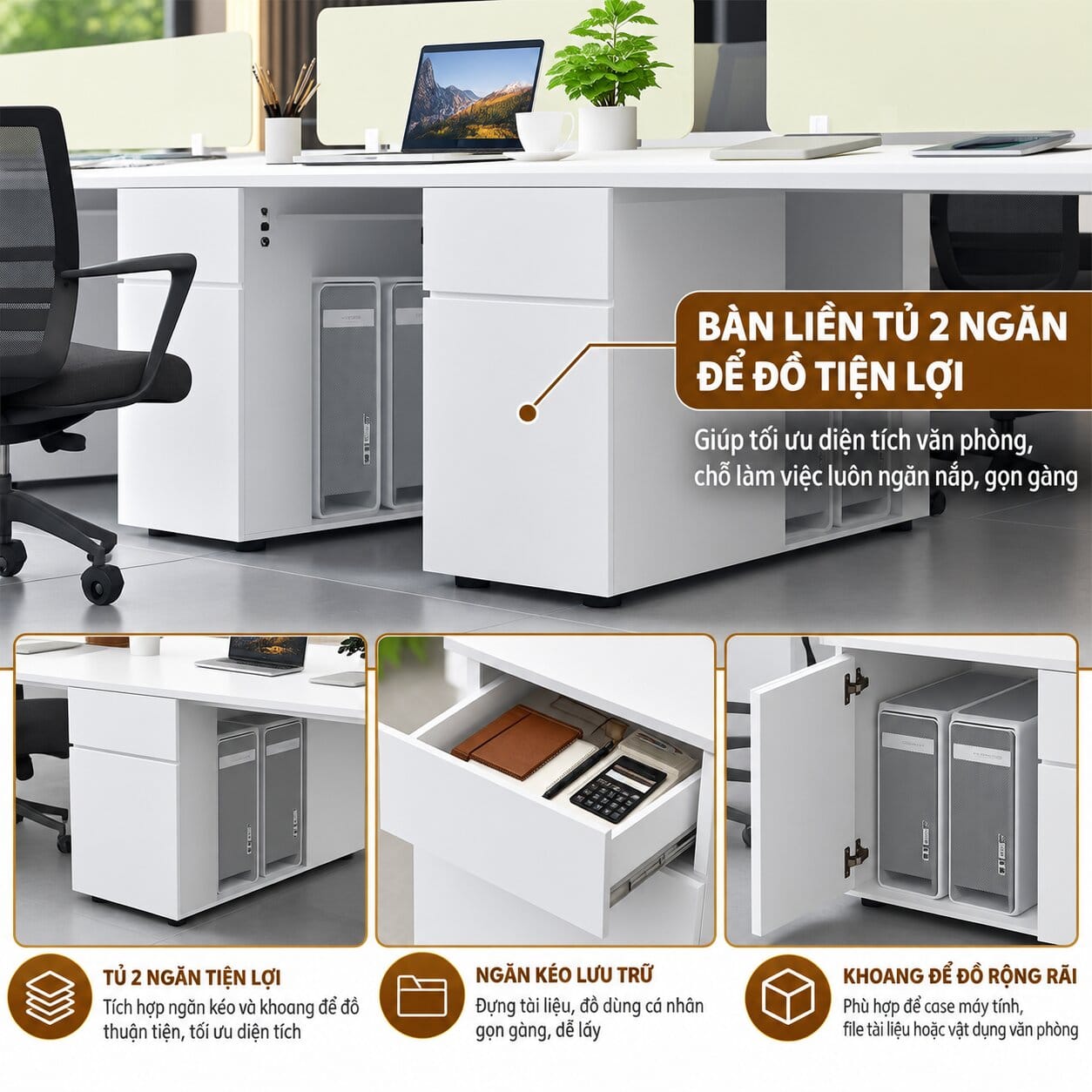 Cụm Bàn Làm Việc 6 Người Ratina - Tiga0275 - Ảnh 6