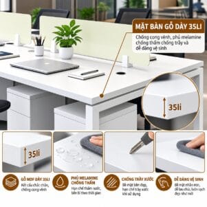 Cụm Bàn Làm Việc 6 Người Ratina - Tiga0275 - Ảnh 8