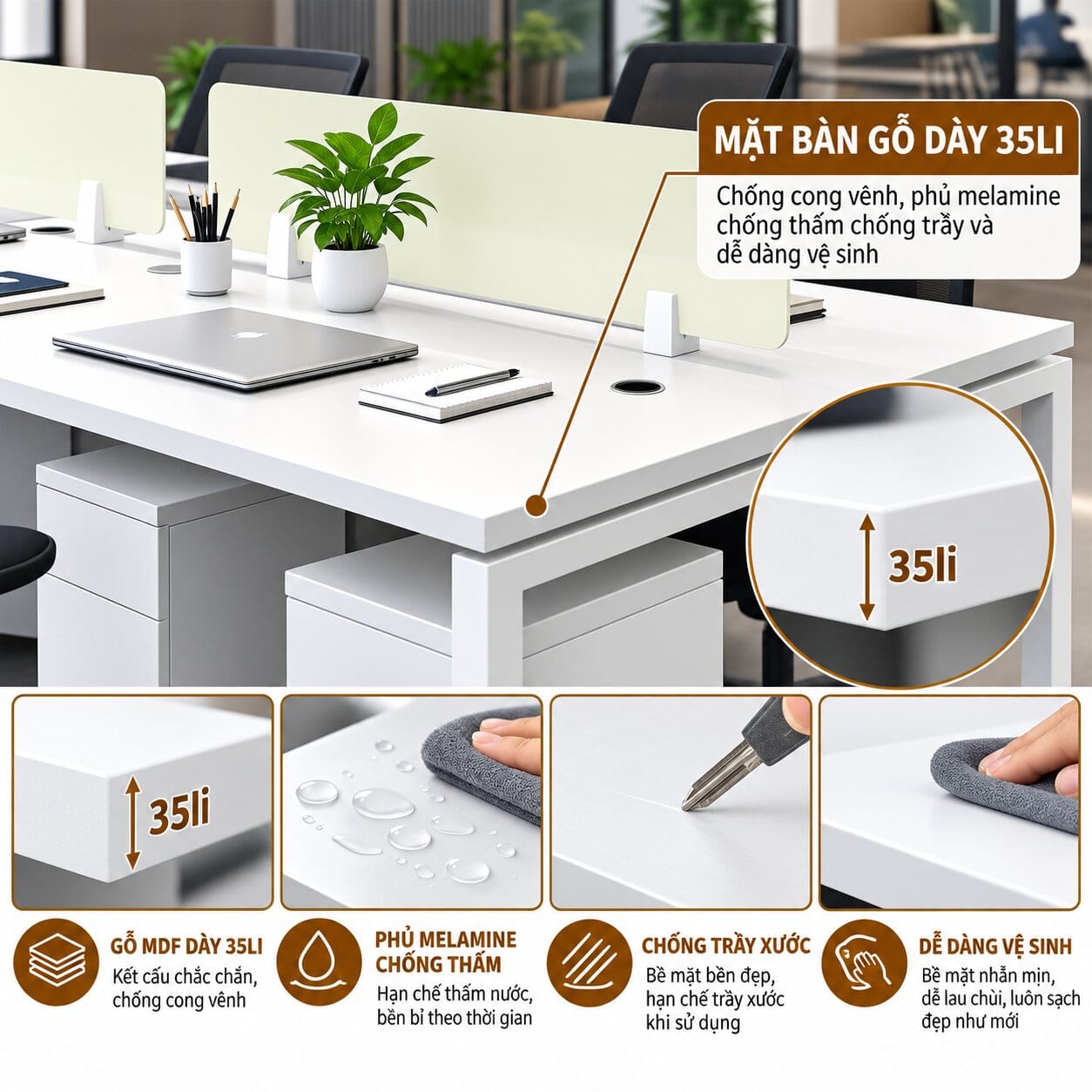 Cụm Bàn Làm Việc 6 Người Ratina - Tiga0275 - Ảnh 8