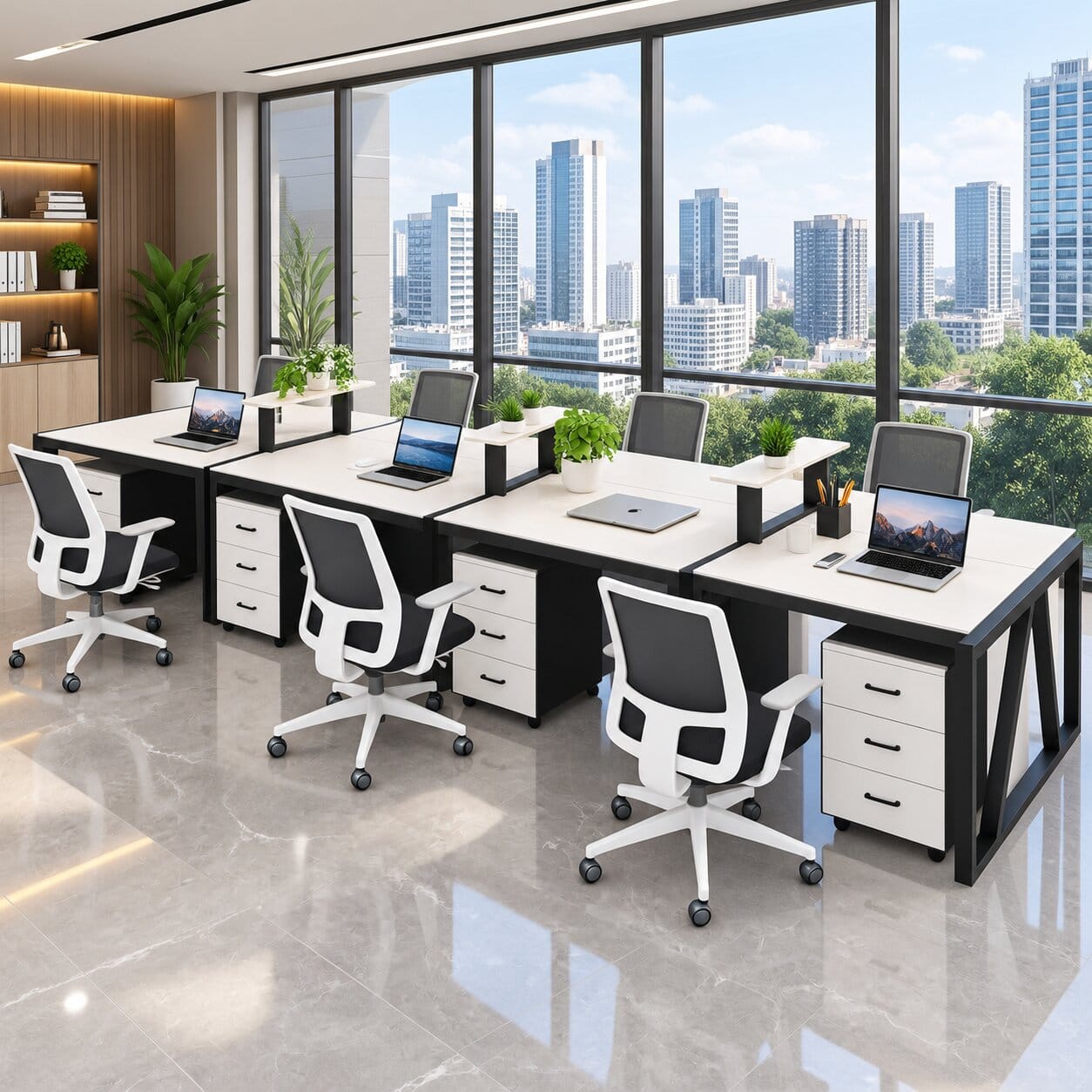 cụm bàn làm việc 8 người Finato
