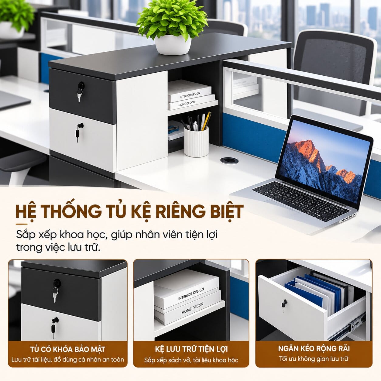 bàn làm việc có tủ